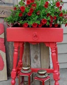 This vibrant planter was creatively repurposed from a drawer, what a creative way to get ready for warm weather!